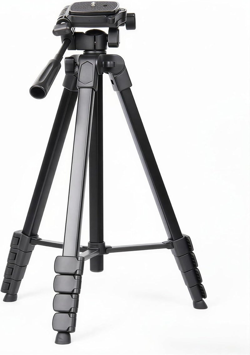 VulcanForge 17"-67" Black Aluminum Tripod for Laser Level, 1.5lb Lightweight, Enhanced 3D Pan Tilt with Bubble Level, Quick Release Plate, Non-Slip Rubber Base - Image 1